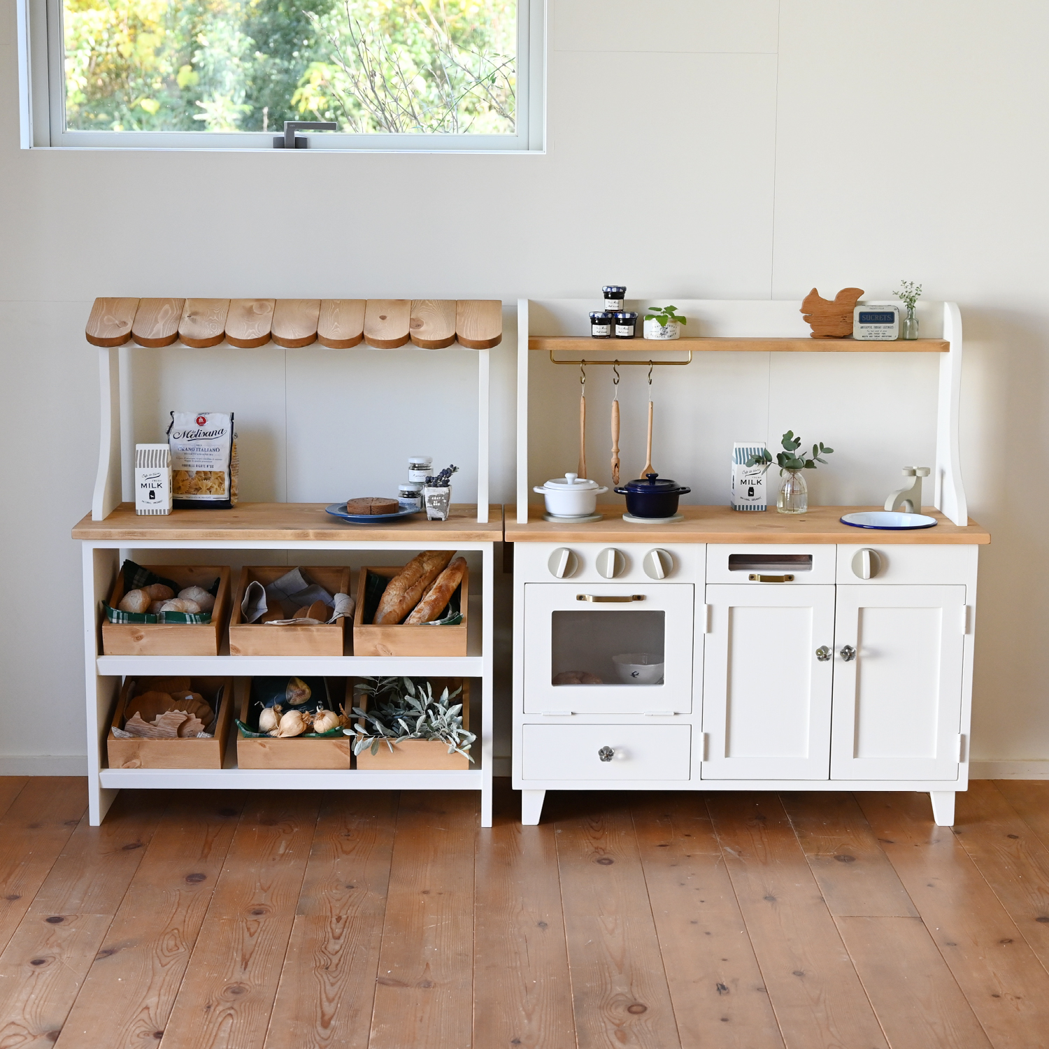 >マルシェ棚＋ままごとキッチン